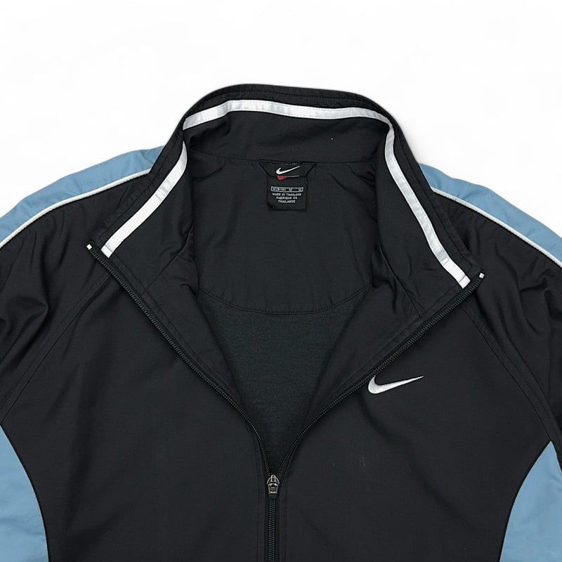 Nike Vintage 90s Center-Swoosh Trackjacke Schwarz BabyBlau