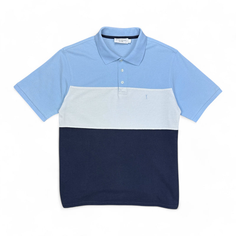 Yves Saint Laurent YSL Vintage Polo Shirt BabyBlau Weiß Navy