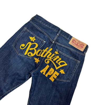 A Bathing Ape Bape Spellout Jeans - vintageconcierge