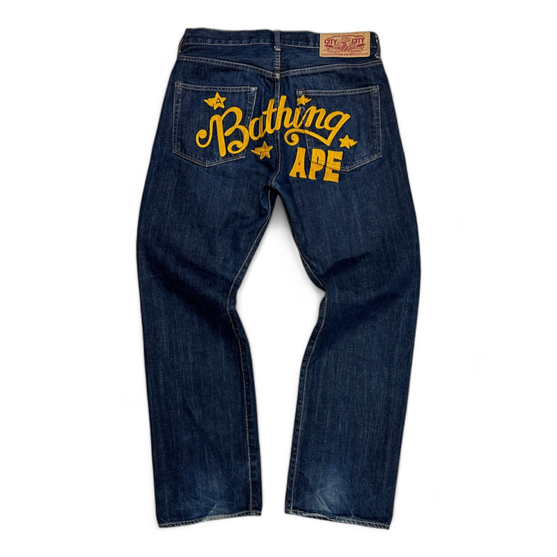 A Bathing Ape Bape Spellout Jeans - vintageconcierge