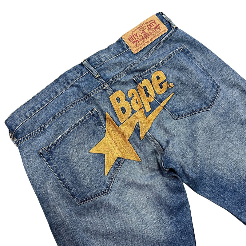 A Bathing Ape Bape Spellout Jeans - vintageconcierge