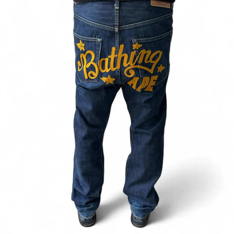 A Bathing Ape Bape Spellout Jeans - vintageconcierge