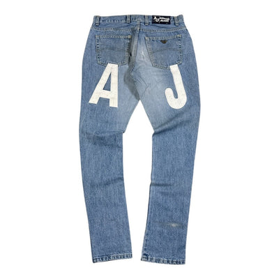 Armani Jeans AJ Logo Backprint Denim Pants Light Blue | S - vintageconcierge