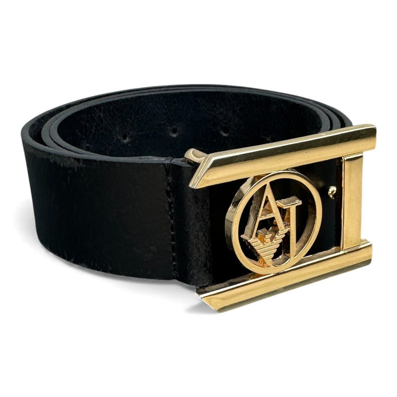 Armani Jeans Gold Leather Belt - vintageconcierge