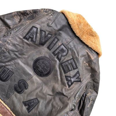 Avirex B3 Vintage Shearling Leather Jacket - vintageconcierge
