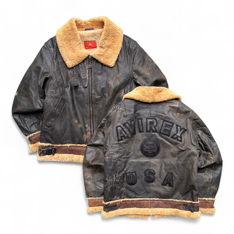 Avirex B3 Vintage Shearling Leather Jacket - vintageconcierge