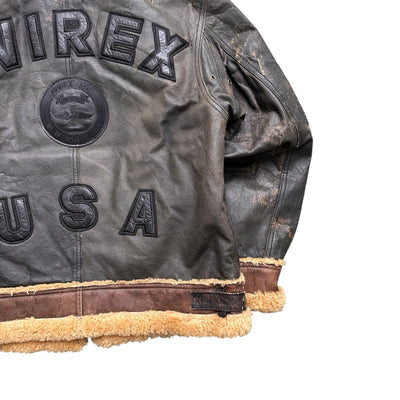 Avirex B3 Vintage Shearling Leather Jacket - vintageconcierge
