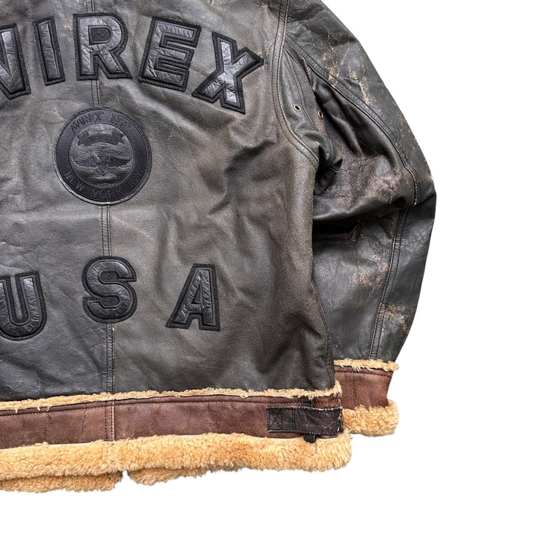 Avirex B3 Vintage Shearling Leather Jacket - vintageconcierge