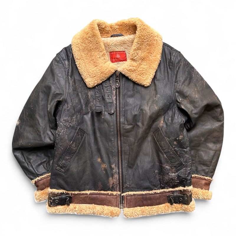 Avirex B3 Vintage Shearling Leather Jacket - vintageconcierge