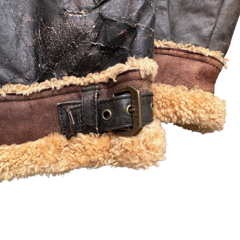 Avirex B3 Vintage Shearling Leather Jacket - vintageconcierge