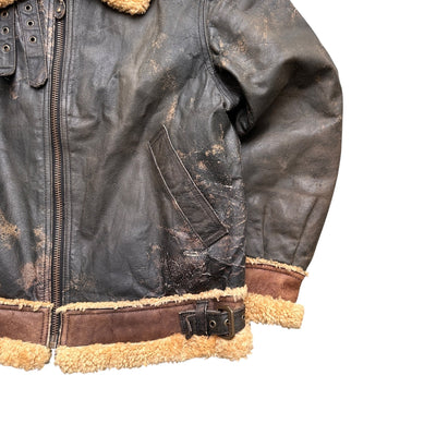 Avirex B3 Vintage Shearling Leather Jacket - vintageconcierge