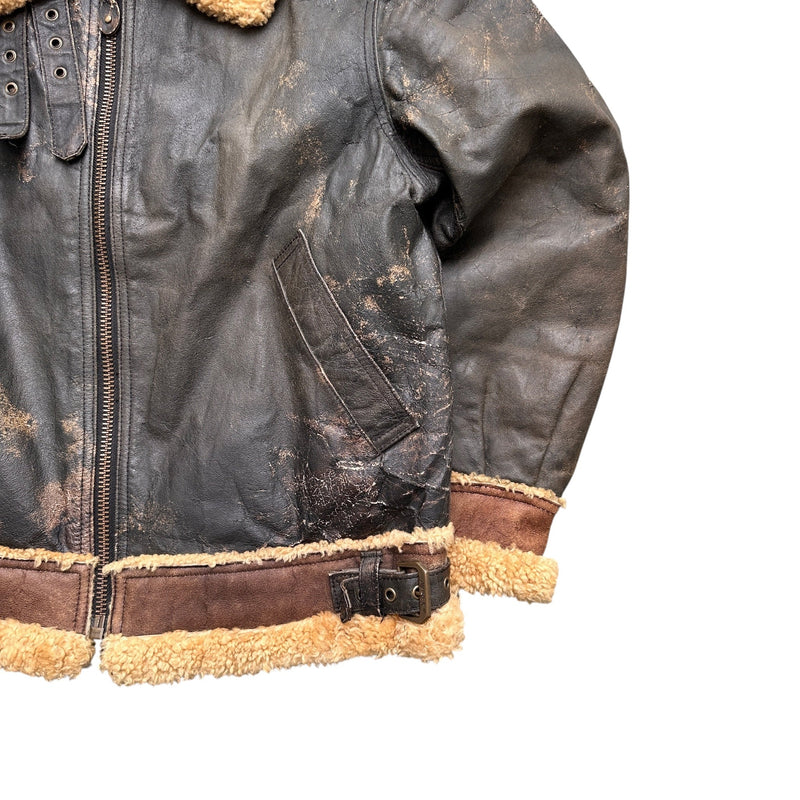 Avirex B3 Vintage Shearling Leather Jacket - vintageconcierge