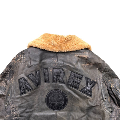Avirex B3 Vintage Shearling Leather Jacket - vintageconcierge