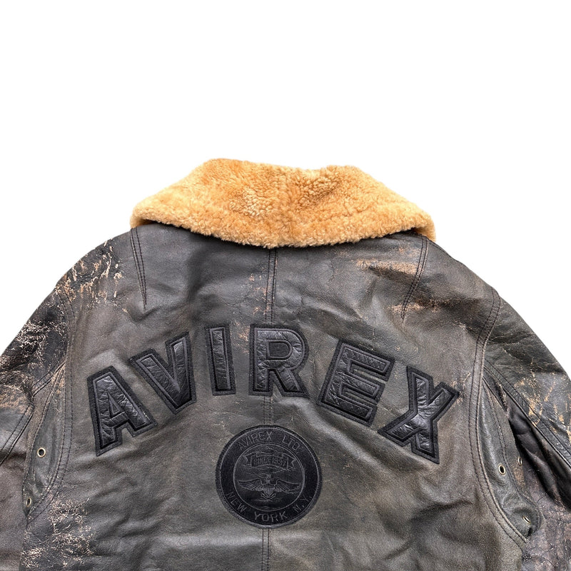 Avirex B3 Vintage Shearling Leather Jacket - vintageconcierge