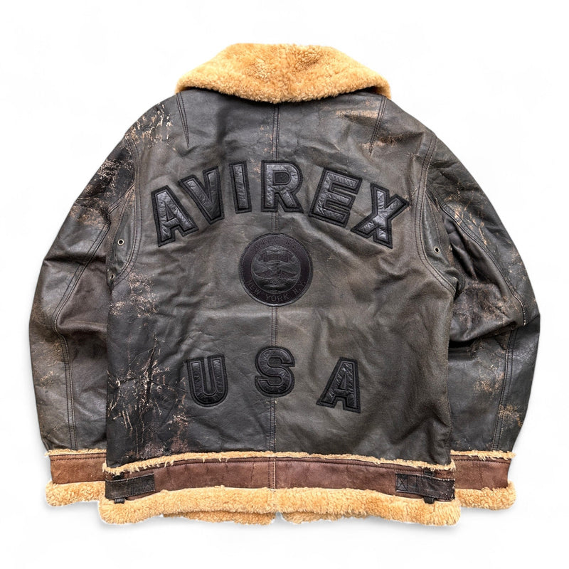 Avirex B3 Vintage Shearling Leather Jacket - vintageconcierge