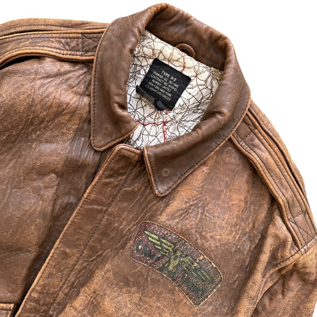 Avirex Vintage A-2 Leder-Fliegerjacke Braun M | vintageconcierge