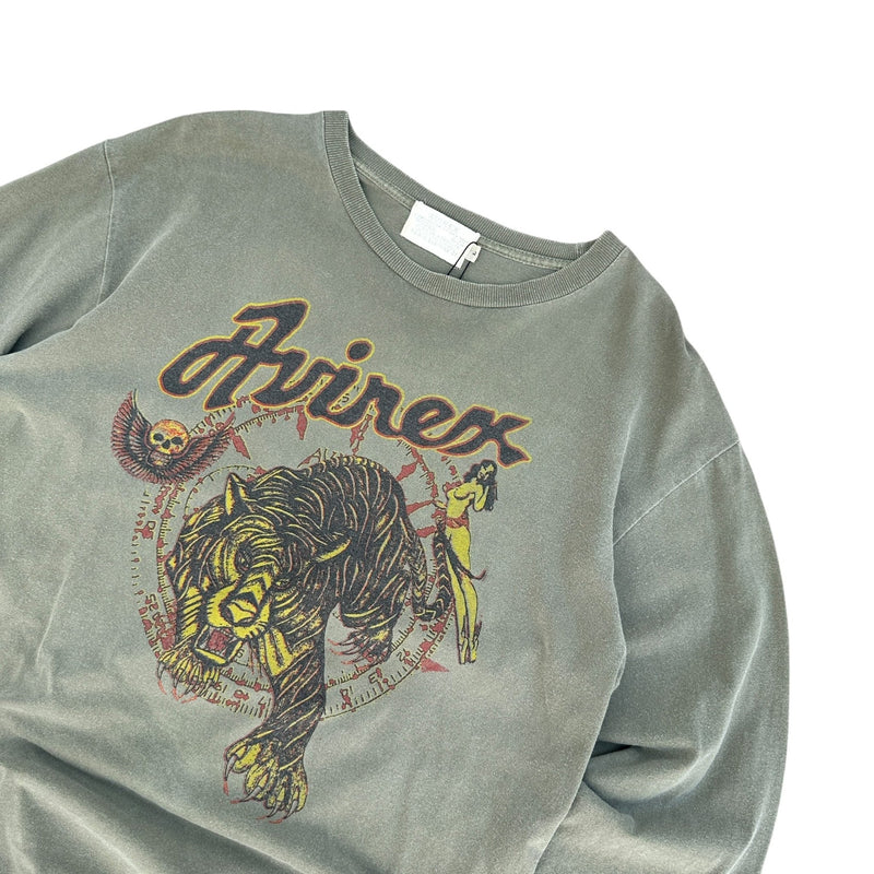 Avirex Vintage Longsleeve – Faded Military Style mit Tiger & Grafikprint - vintageconcierge