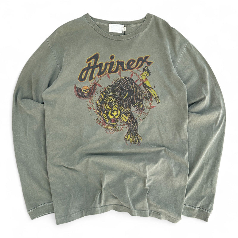 Avirex Vintage Longsleeve – Faded Military Style mit Tiger & Grafikprint - vintageconcierge