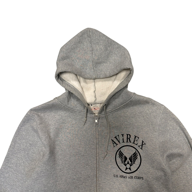 Avirex Zip Hoodie Grau – U.S. Army Air Corps Logo - vintageconcierge