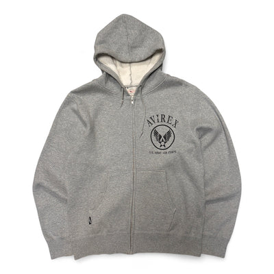 Avirex Zip Hoodie Grau – U.S. Army Air Corps Logo - vintageconcierge
