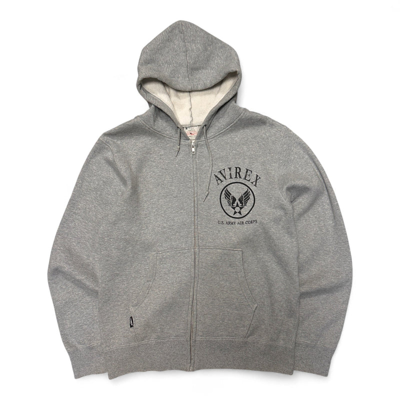 Avirex Zip Hoodie Grau – U.S. Army Air Corps Logo - vintageconcierge