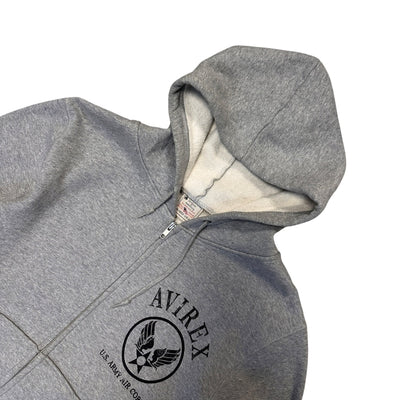 Avirex Zip Hoodie Grau – U.S. Army Air Corps Logo - vintageconcierge