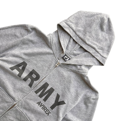 Avirex Zip Hoodie Grau – U.S. Army Lettering - vintageconcierge