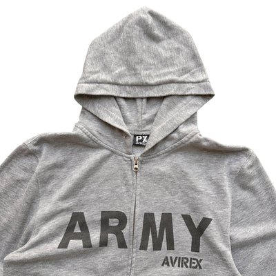 Avirex Zip Hoodie Grau – U.S. Army Lettering - vintageconcierge