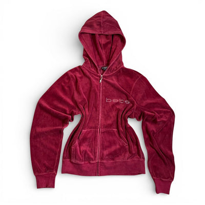 Bebe Y2K Velvet Zipper Jacke - vintageconcierge