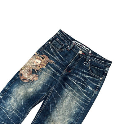 Big Train Japanese Koi Denim Jeans - vintageconcierge