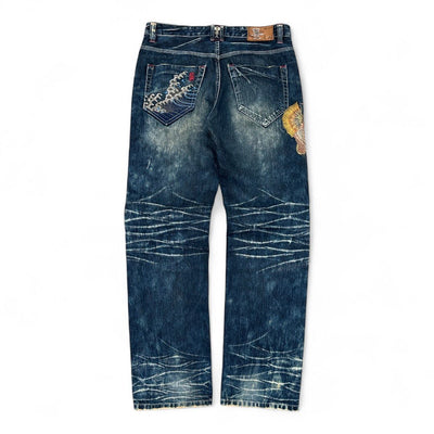 Big Train Japanese Koi Denim Jeans - vintageconcierge