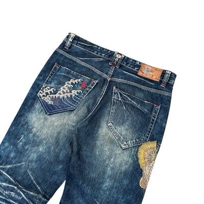 Big Train Japanese Koi Denim Jeans - vintageconcierge