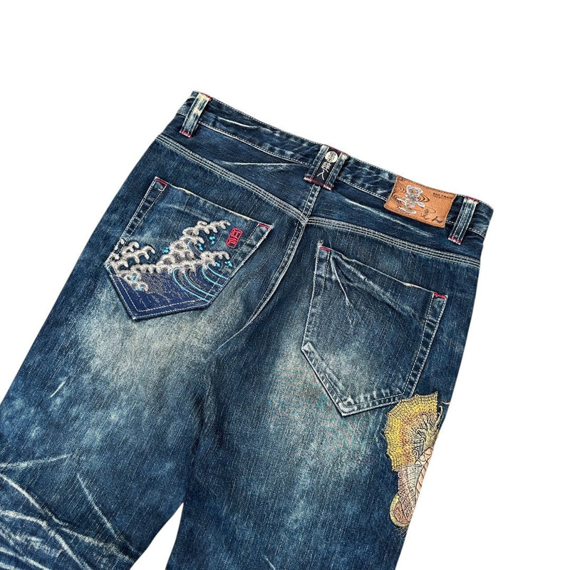 Big Train Japanese Koi Denim Jeans - vintageconcierge