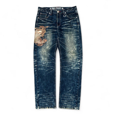 Big Train Japanese Koi Denim Jeans - vintageconcierge