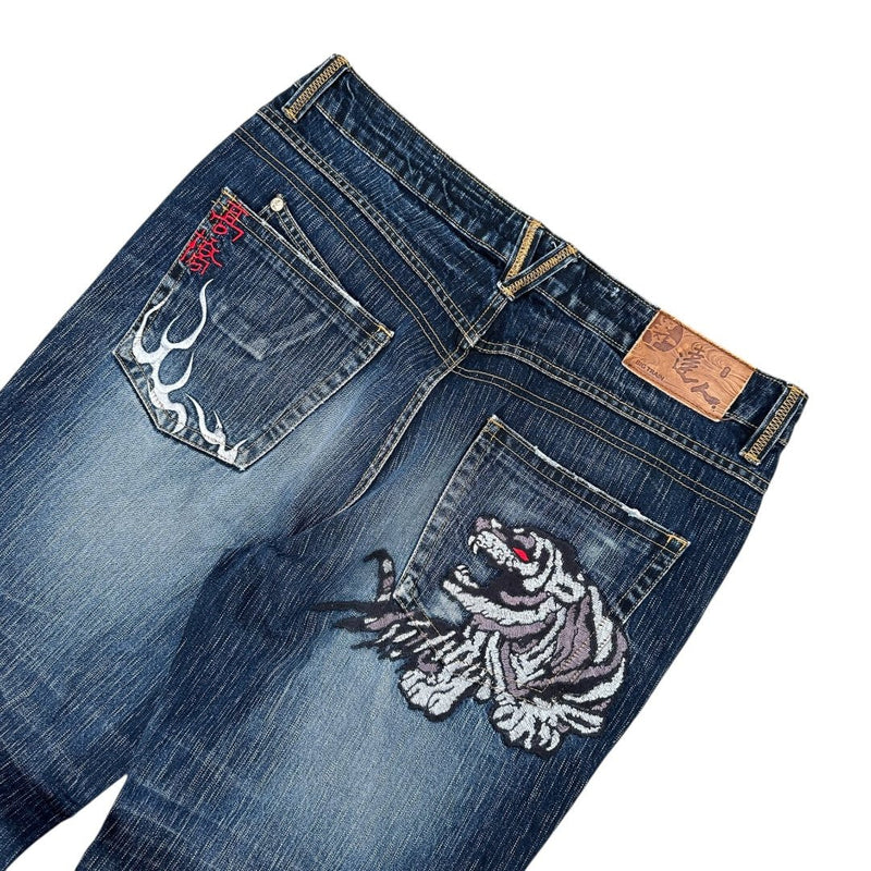 Big Train Japanese Tiger Flames Baggy Jeans - vintageconcierge