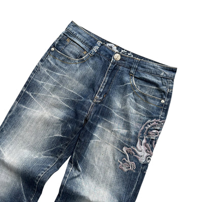 Big Train Vintage Jeans – Embroidered Dragon Denim - vintageconcierge