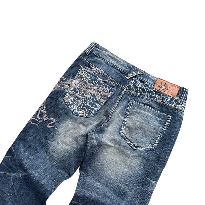 Big Train Vintage Jeans – Embroidered Dragon Denim - vintageconcierge