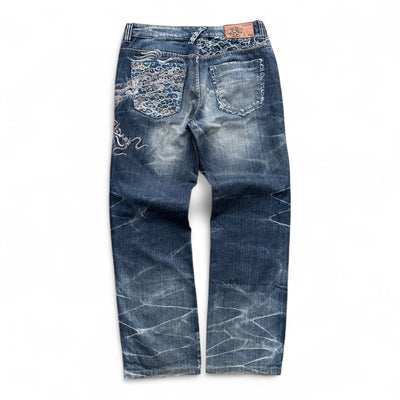 Big Train Vintage Jeans – Embroidered Dragon Denim - vintageconcierge
