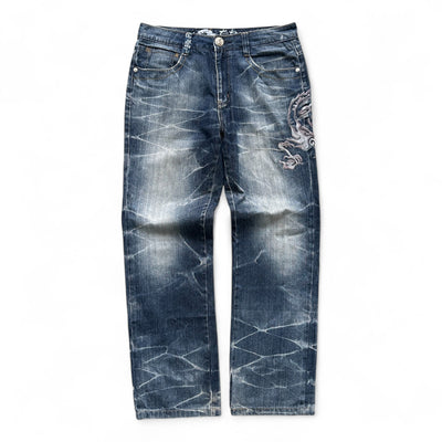 Big Train Vintage Jeans – Embroidered Dragon Denim - vintageconcierge