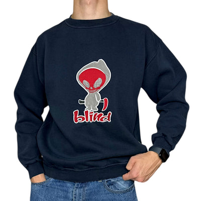 Blind Vintage Y2K Skate Sweater Navy - vintageconcierge