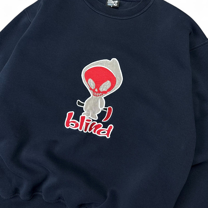 Blind Vintage Y2K Skate Sweater Navy - vintageconcierge