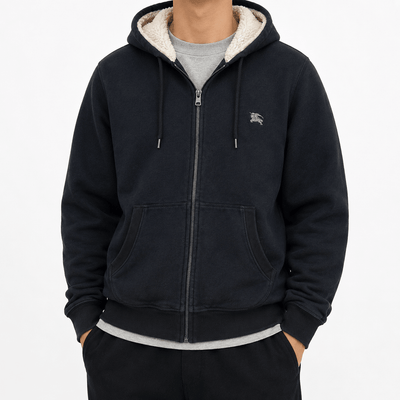 Burberry Black Label Vintage Sherpa Zip Hoodie | S - vintageconcierge