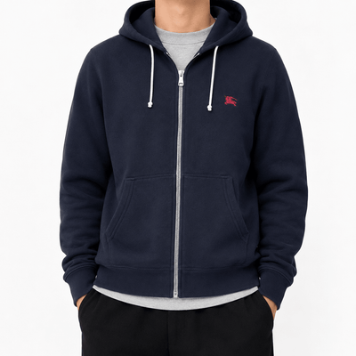 Burberry Black Label Vintage Zip Hoodie – Navy Blue | S - vintageconcierge