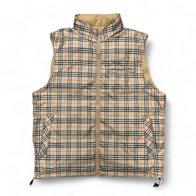 Burberry Nova Check Reversible Puffer Weste Beige - vintageconcierge