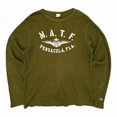 Champion US Marine Vintage Waffle Knit Longsleeve - vintageconcierge