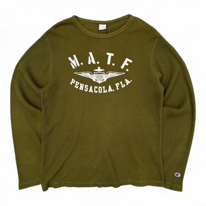 Champion US Marine Vintage Waffle Knit Longsleeve - vintageconcierge