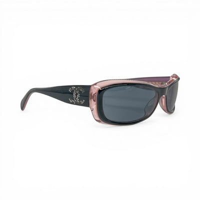Chanel CC Logo Sunglasses Pink/Black – Vintage Designer Sonnenbrille mit Strass - vintageconcierge