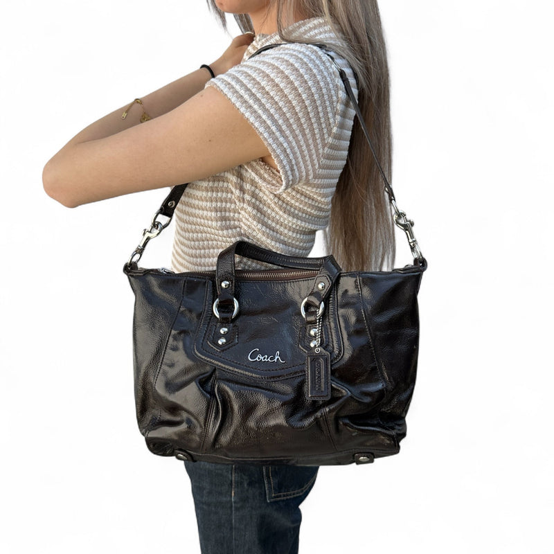 Coach Kristin Patent Leather Satchel Handtasche - vintageconcierge