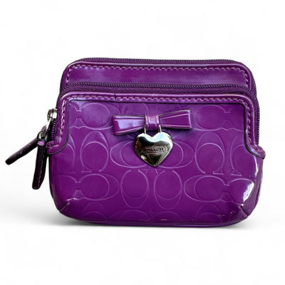 Coach Patent Leather Purple Card Holder - vintageconcierge