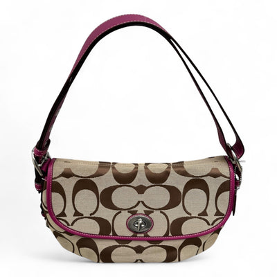 Coach Signature Stripe Demi Flap Shoulder Bag - vintageconcierge